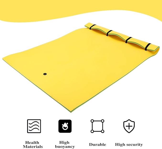 PanAme 9'/12'/18' Giant Floating Water Mat, Foam Water Floating Pad, Tear-Resistant XPE Foam, Lily Pad for Water Recreation, Swimming Pool, Beach, Ocean, Lake, Suitable for Multiple Users, 9-Yellow