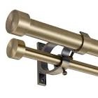 Double Blackout Curtain Rods,1-Inches Front and 5/8 Inches Back Adjustable End Cap Double Window Drapery Rod for Drapes and Curtains (Warm Gold, 72-144")