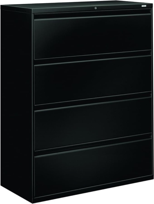 HON 4-Drawer Lateral File Cabinet with Lock, 42 by 19-1/4 by 53-1/4-Inch, Black