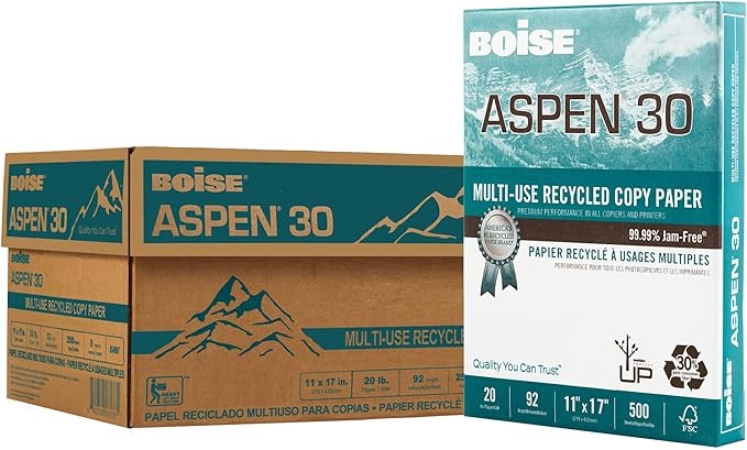 CAS054907 17 in. ASPEN 3-Hole Punched Inkjet Print Copy & Multipurpose 92 by 20 Bight Sheets Paper