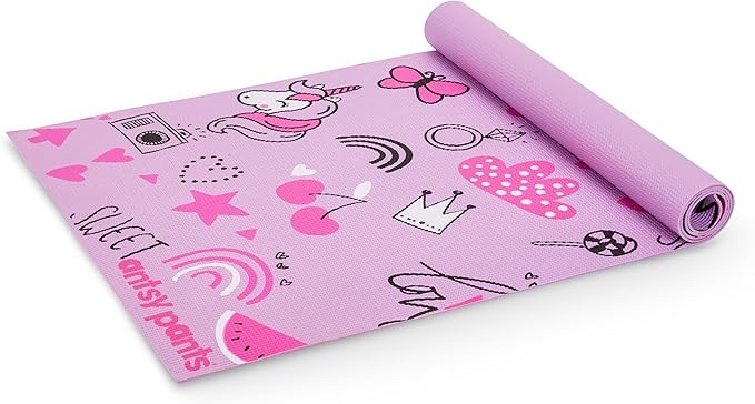 Antsy Pants Kids Yoga Mat - Yoga Mat for Kids, Yoga Mats for Home Workout, Travel Yoga Mat, Sturdy Workout Yoga Mat Non Slip, for Kids, Toddlers, Size 60” x 24”, 3mm Thick Free of Toxic Phthalates Pink Unicorn