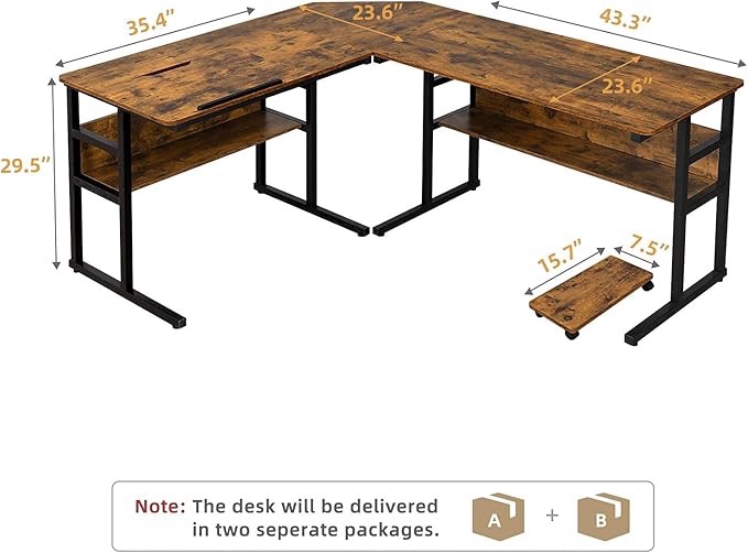 YITAHOME L Shaped Desk with File Drawer, 65" Large Computer Desk Corner Desk with Lift Top, Standing Desk Height Adjustable with Monitor Stand & Storage Shelves for Home Office, Black