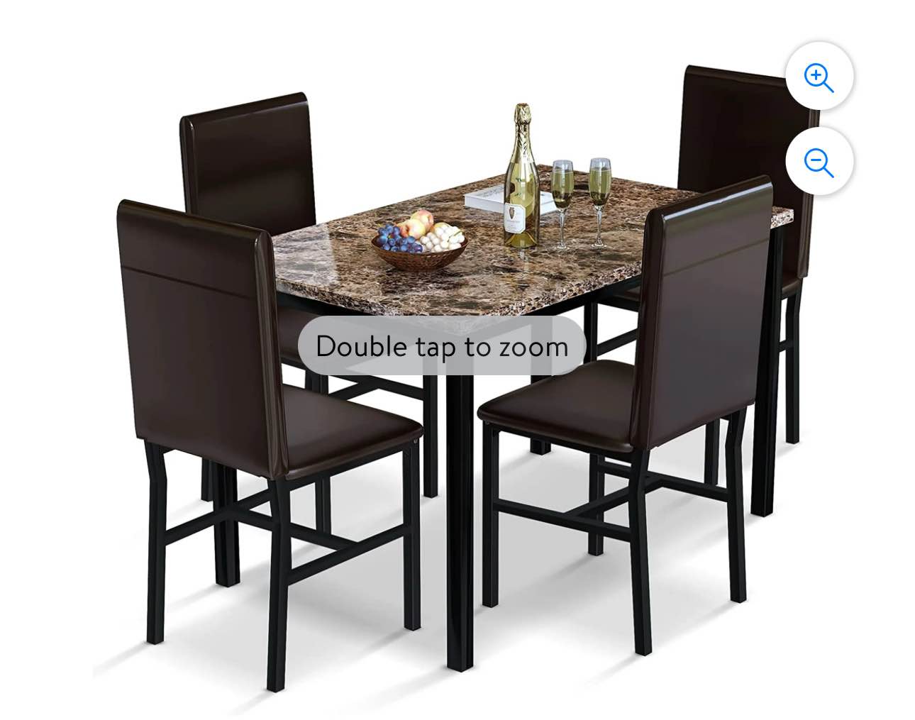 Recaceik 5 Pieces Dining Table Set for 4, 30.1"H Kitchen Table with Faux Marble Top and 4 Chairs