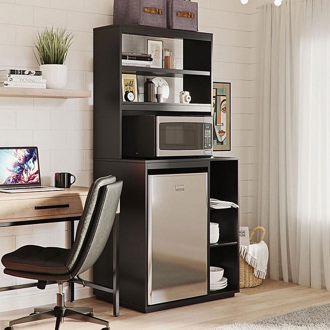 The Organization Station with Mini Refrigerator and Microwave Storage Space