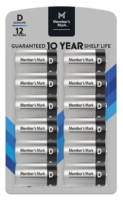 Member's Mark D Alkaline Batteries, 12 pk