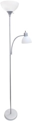 Simple Designs LF2000-SLV Mother-Daughter Floor Lamp with Reading Light, Silver