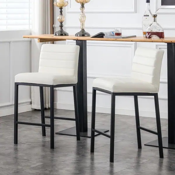 Modern Design High Counter Stool metal legs Kitchen Restaurant pu Bar Chair(set of 2)