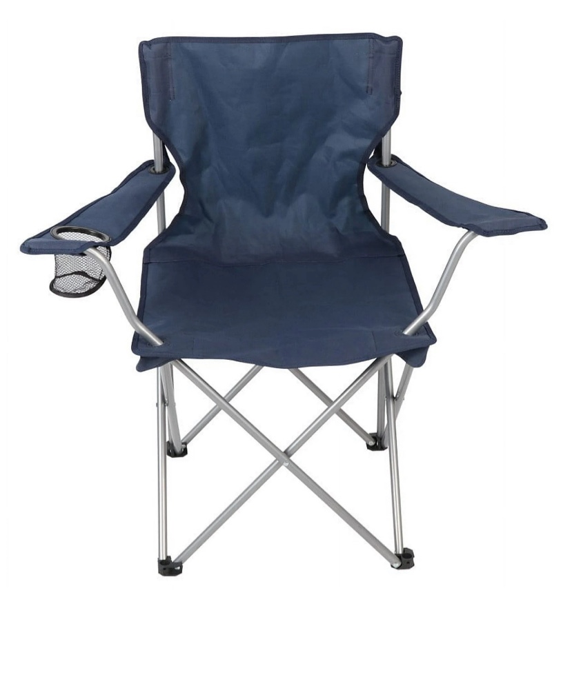 Ozark Trail Basic Quad Folding Camp Chair with Cup Holder, Blue, Adult