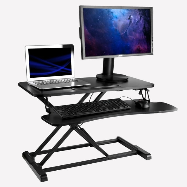Core Place Stand Up Desk Converter,32 inch, 512sq.in.total surface area adjustable height desk, home office workstation with two level