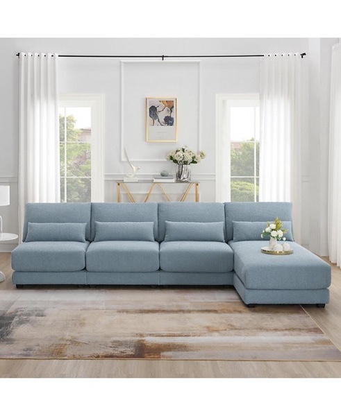 Simplie Fun, Streamdale Furniture Oversized 5-Seat L-Shaped Sectional Sofa with Reversible Chaise Blue 