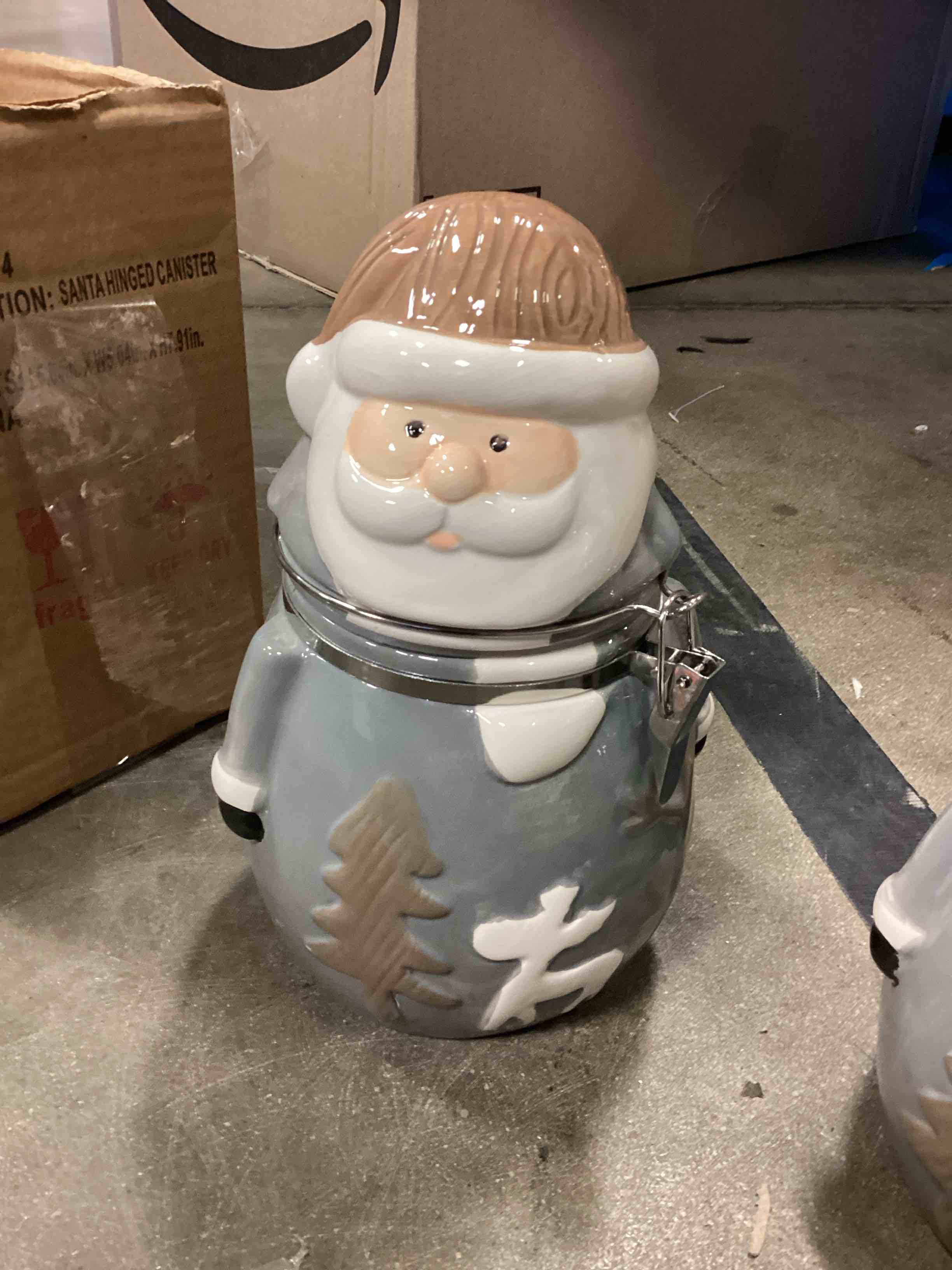 2 Santa Clous Grey Glass Sugar Bowl