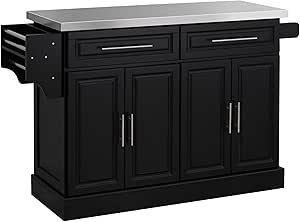 Rolling With Wheels For Kitchen, Portable Kitchen Island with Part To Put The Tuallas