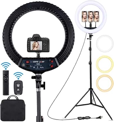 21 inch LED Ring Light with Tripod Stand, Video Ring Light for Selfie Photography Vlog Recording Conference Meeting Studio Portrait YouTube TikTok Makeup with Carrying Bag and Remote Control, CRI>97