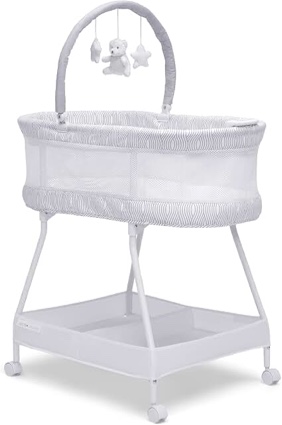 Delta Children Curve Bassinet, White/Grey