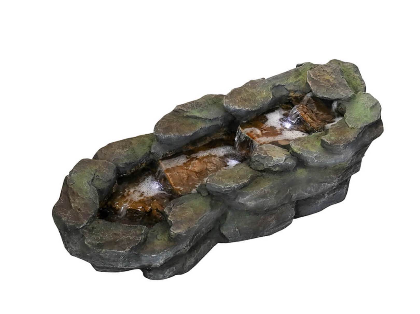 3 Tier Simulated Slate Waterfall Outdoor Fountain with LED Light