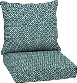 Arden Selections Outdoor Deep Seat Cushion Set, 24 x 24, Water Repellant, Fade Resistant, Deep Seat Bottom and Back Cushion for Chair, Sofa, and Couch, Alana Tile