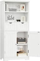 Incomplete Irontar Bathroom Cabinet, Kitchen Pantry Cabinet with 2 Removable Drawers, Bathroom Storage Cabinet with 2 Doors and Adjustable Shelf, Large Display Cabinet, 23.6 x 11.8 x 49.6 Inches, Black CWG009B