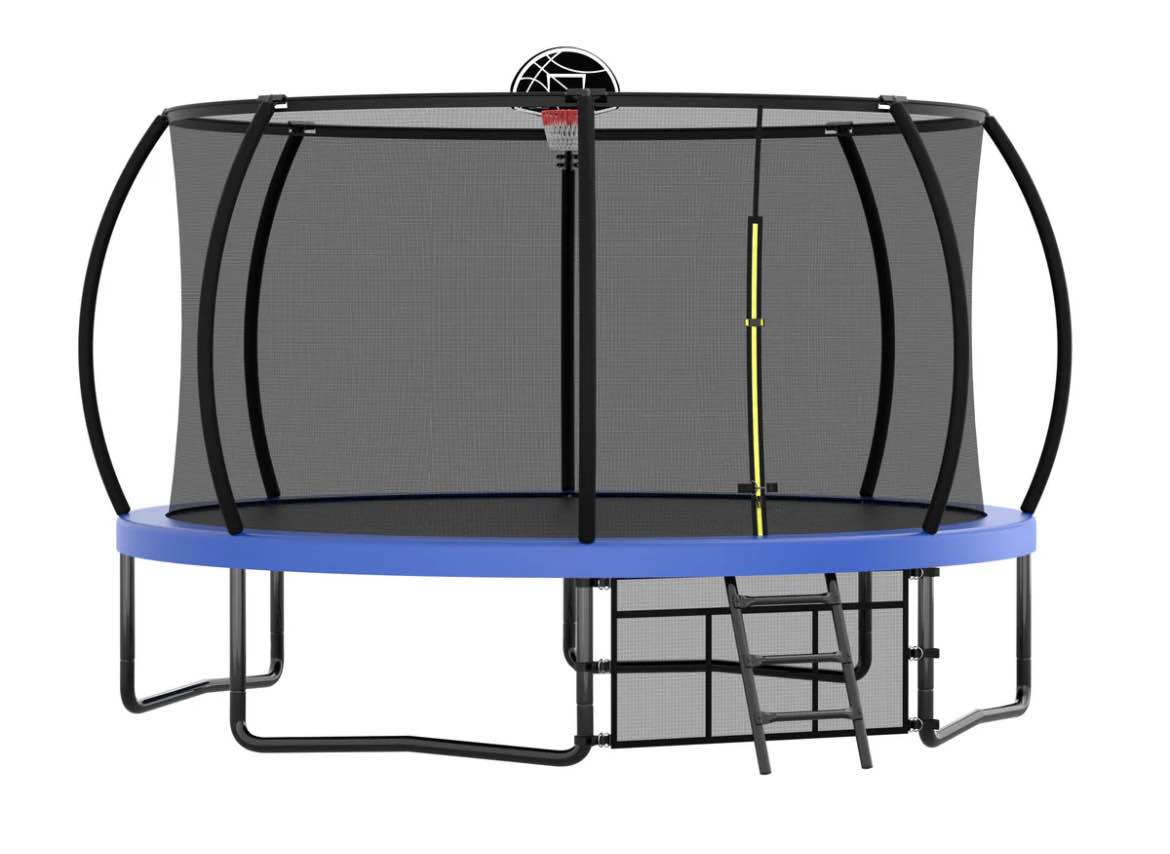14FT ENTERTAINMENT TRAMPOLINE WITH FENCE - LADDER AND RUST PROOF COATING, ASTM APPROVED CHILDREN'S OUTDOOR TRAMPOLINE