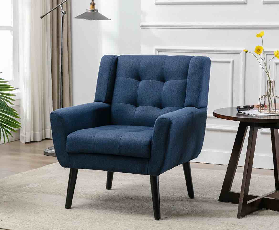 W087 modern blue soft velvet material ergonomics accent chair