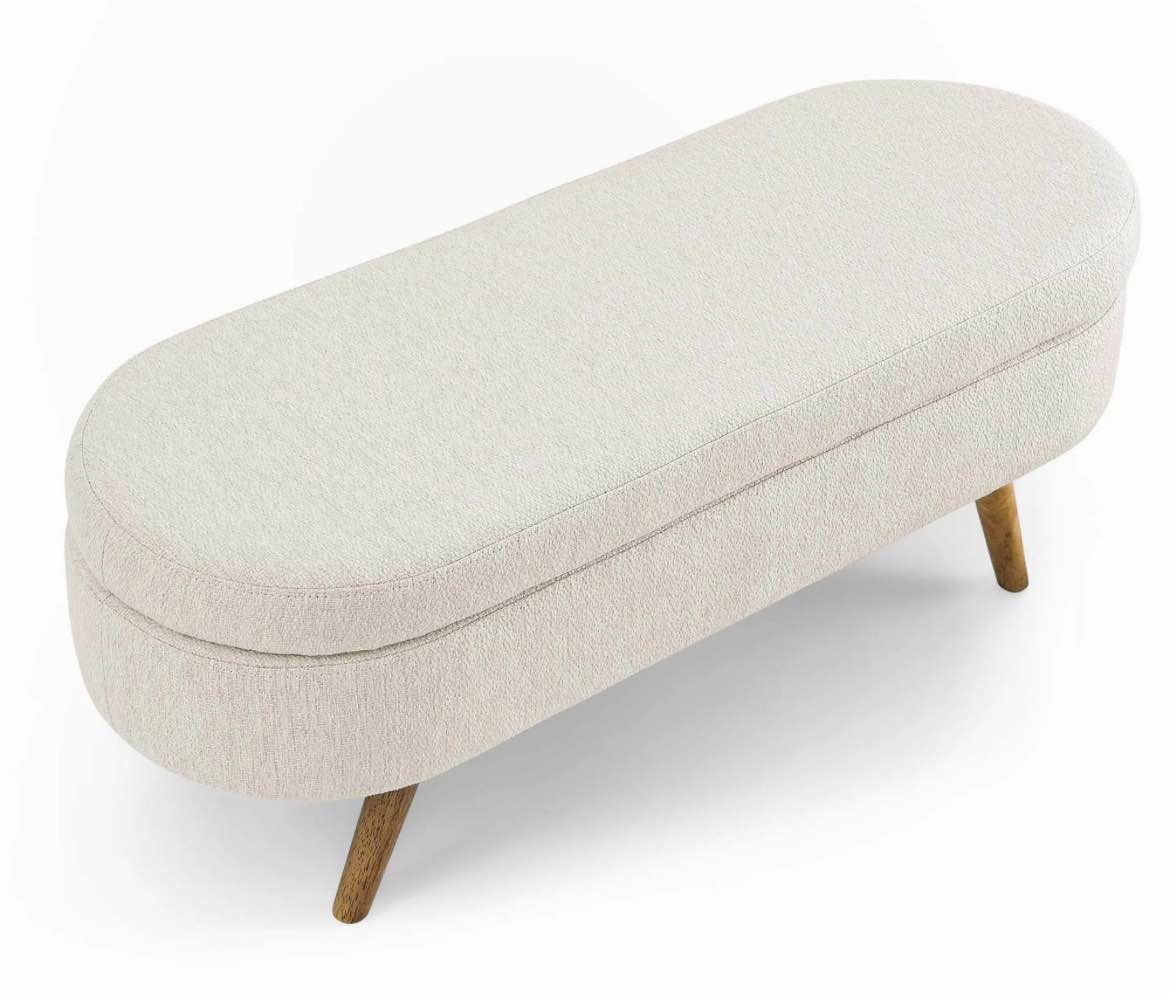 Oval Storage Bench with Rubber Wood Legs