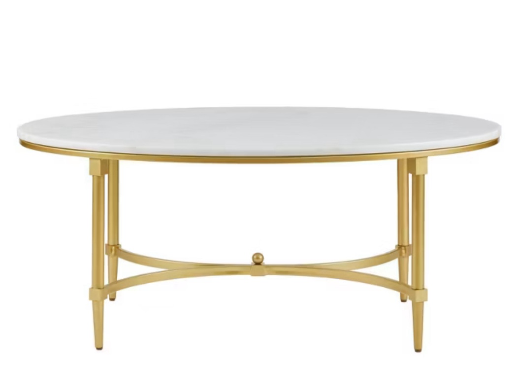 Bordeaux Coffee Table White/Gold: Madison Park Traditional Style, Gold Metal Legs, Home Office Elegance