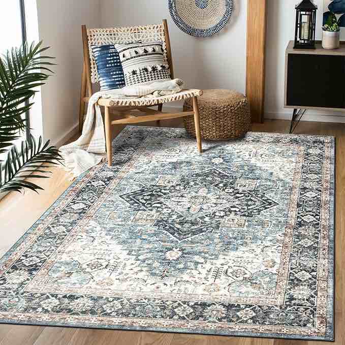 Area Rug Blue with Beige 