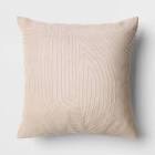 Oversized Geometric Patterned Metallic Embroidered Velvet Square Throw Pillow Beige - Threshold?