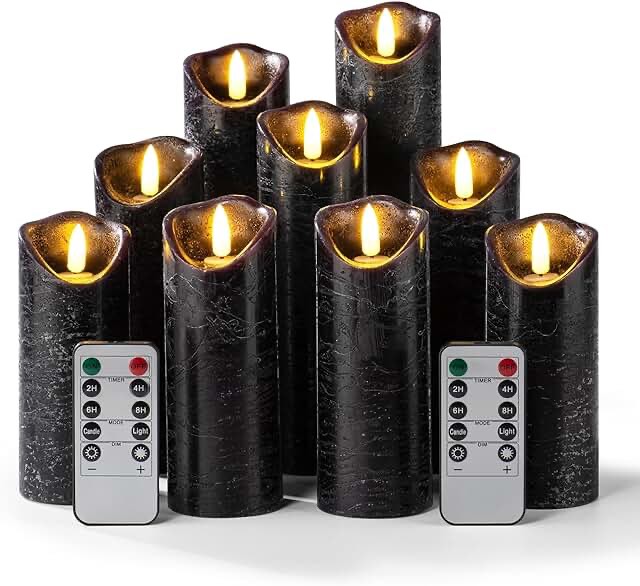 Pandaing Set of 12 Flameless Candles Battery Operated LED Pillar Real Wax Flickering Electric Candles with Remote Control Timer for Wedding Birthday Christmas Decorations
