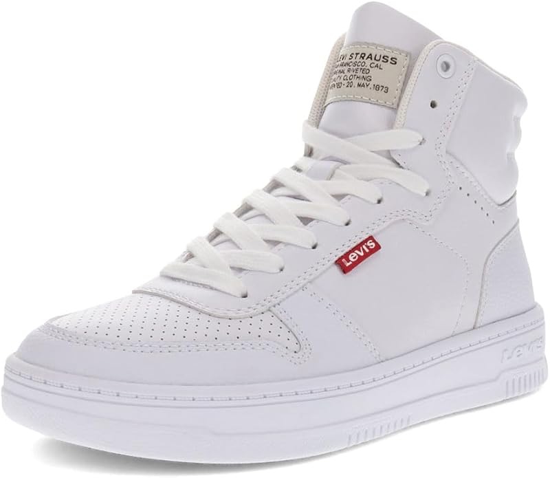 Levi's Womens Drive Hi Synthetic Leather Casual Hightop Sneaker Shoe, White Mono, 6 Apparel