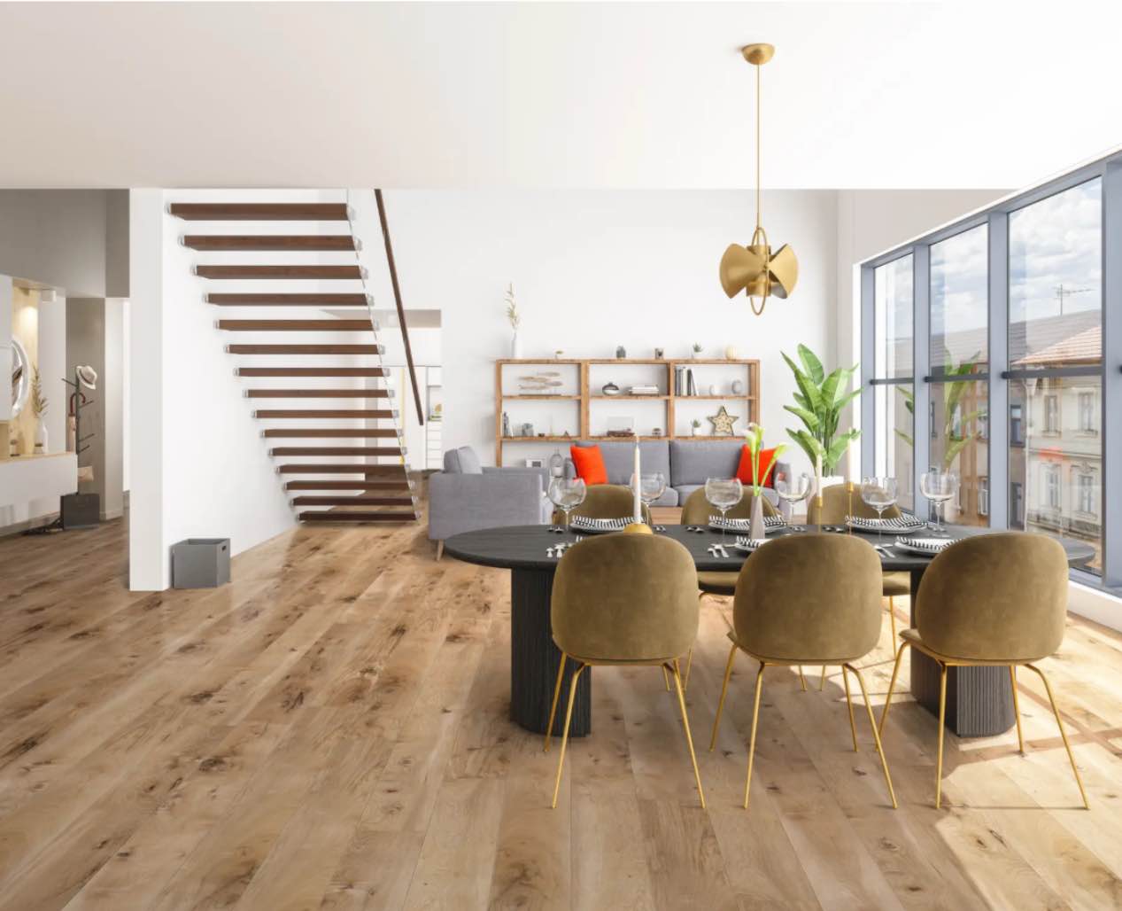 Seaboard Oak Longboards Vinyl Flooring, 7.69 x 60 In, 5.5MM Thick, 28.84 Sq Ft Per Box, Liberty Plank, Color D6280 And Color 445, Bid Per Total Sq Ft, 8 Boxes