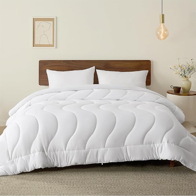 Bedsure Soft Comforter Queen Size Duvet Insert - All Season White Quilted Down Alternative Bedding Comforter with Corner Tabs, 88x88 inches