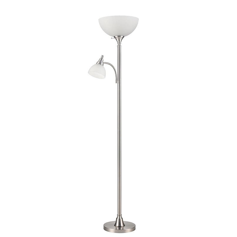 Silver Tone Floor Lamp with Reading Light