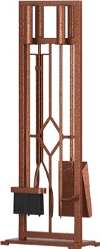 Fire Beauty 5 Pieces Fireplace Tools Set Wrought Iron Fire Place Pit Poker Holder(Antique Bronze)