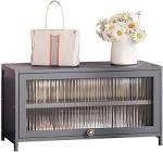 Bamboo Shoe Rack With Door 3 Rows 28 Inch Grey Color