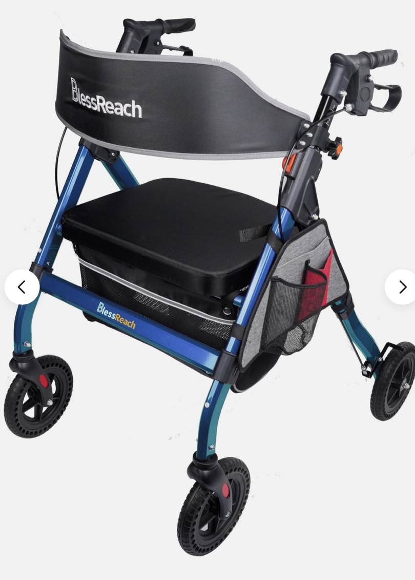 Heavy Duty Rollator Walker - Aluminum Rolling Walker for Seniors and Adults with Large Seat, Support Up 450 lbs