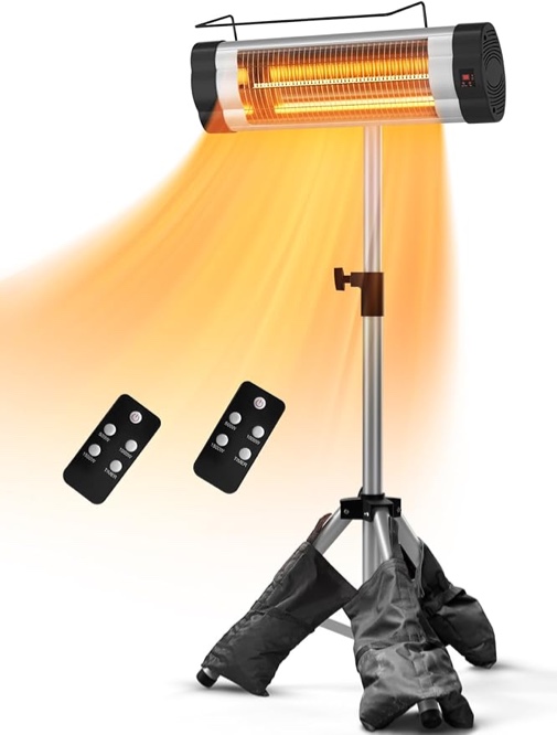 Southeatic Electric Patio Heater for Painting Walls,Garage Infrared Heater with Carbon Fiber Tube 500W /1000W /1500W 24H Timers Remote Control Adjustable Height with Tip-over Over-heat Protection Vertical-01