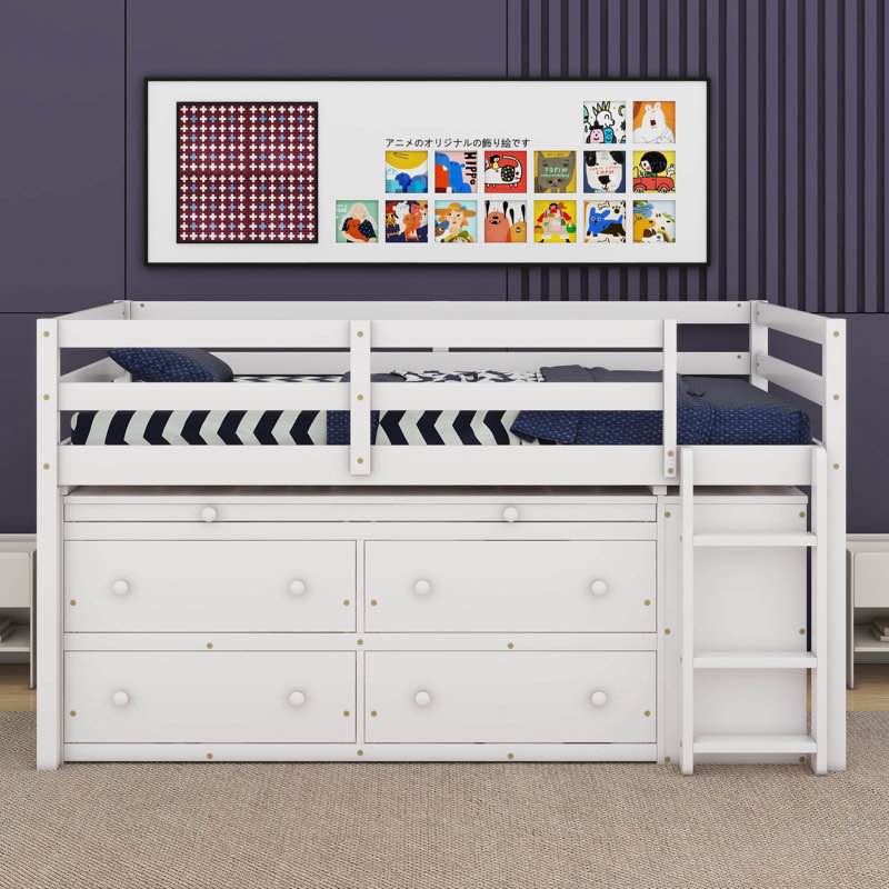 Hend Loft Bed with Shelves & 4 Drawers See More by Harriet Bee