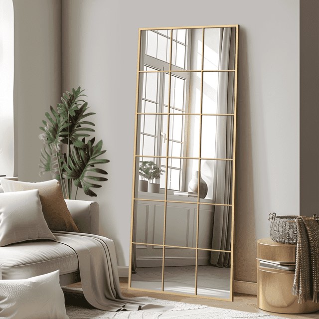 MAYEERTY 69" x 30" Metal Full Length Mirror Rectangular Decorative Mirror, Gold