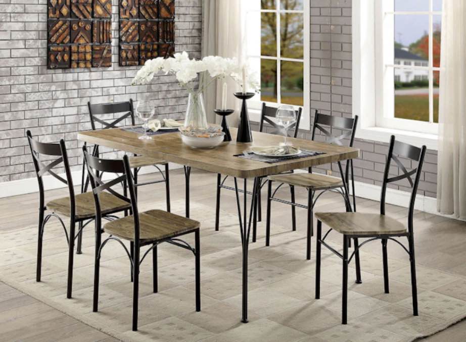 Furniture of America Casual Dining 7 Pc. 60" Dining Table Set, Gray CM3279T-60-7PK at Anna's Home Furnishings