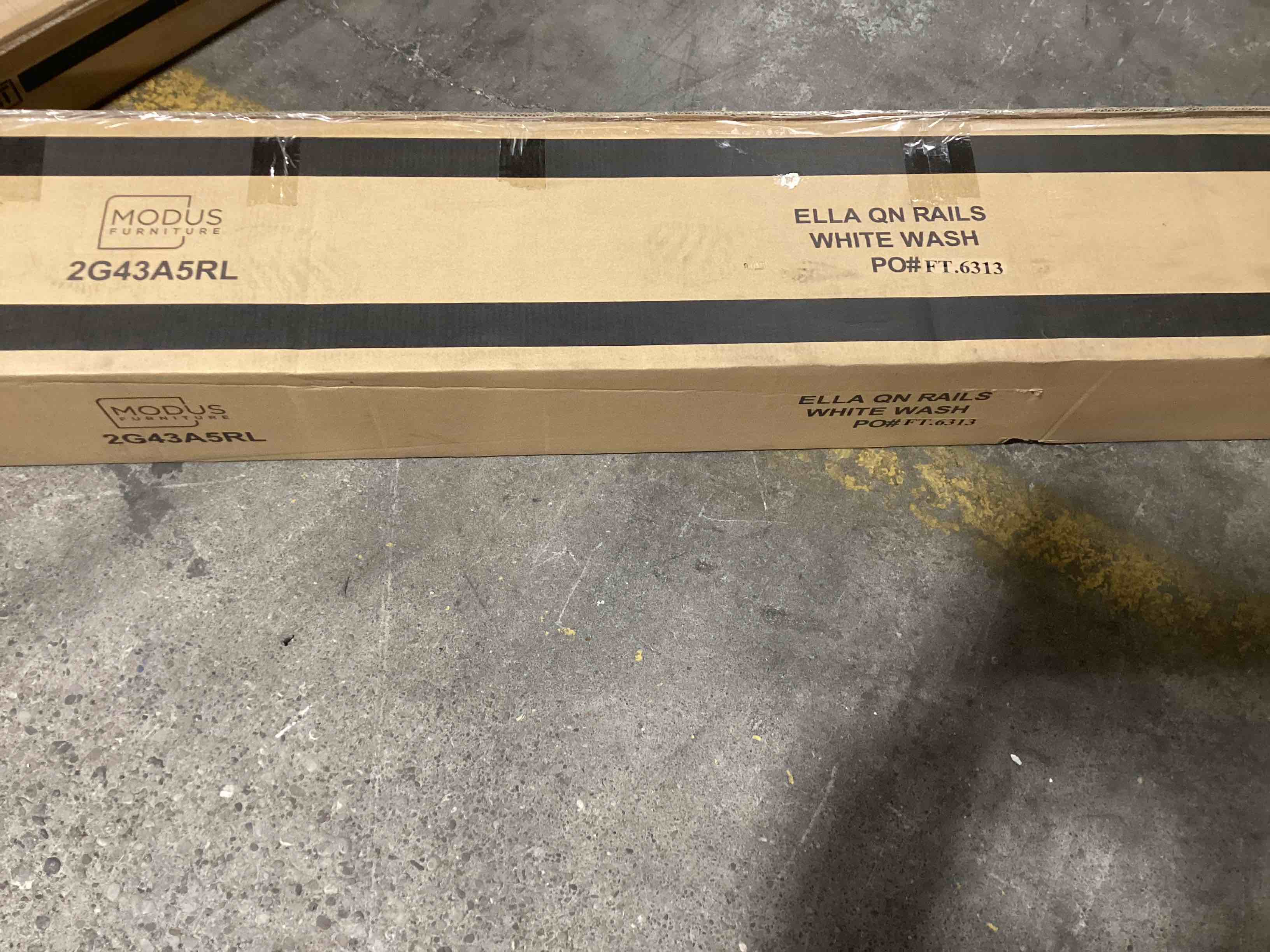 Ella Solid Wood Crown Bed in White Wash Queen ( incomplete only Rails)