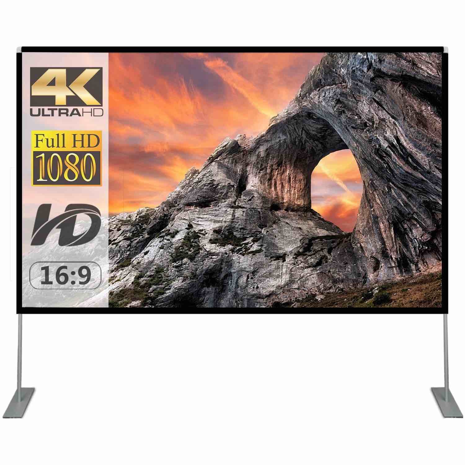 Projector Screen Outdoor Foldable Movie: Outside 100 inch Projection Screens with Carry Package for Home Backyard