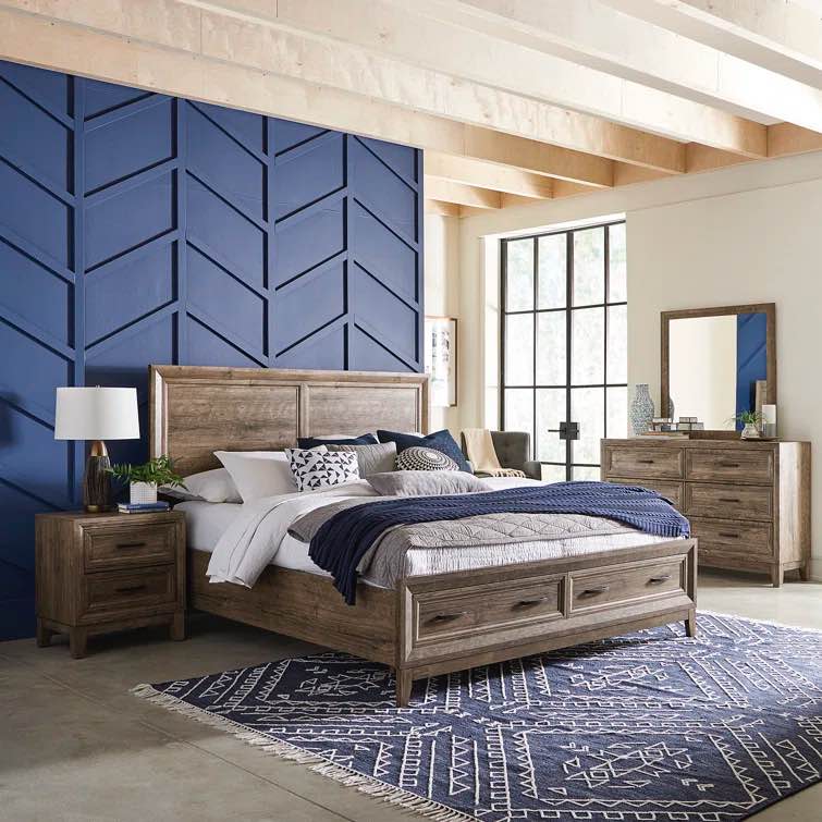 Anquenette Queen Storage Bed, Dresser & Mirror, Night Stand ( incomplete only bed rails)