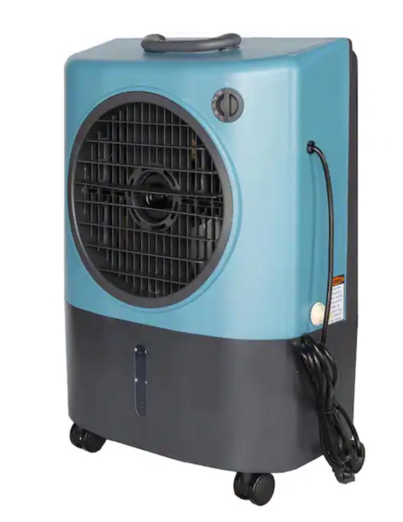 Hessaire MC18V Portable Evaporative Cooling Fan, Indoor/Outdoor Low Humidity Environments, 1300 CFM, 500 sq. ft., 2-Speed Fan, 53.4 dB, Dark Gray