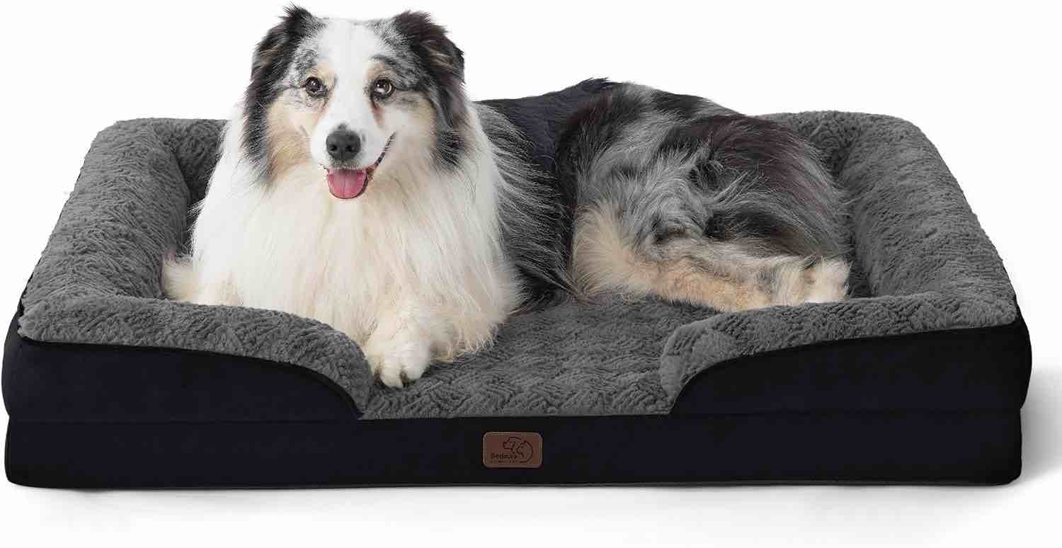Bedsure Orthopedic Dog Bed for Extra Large Dogs - XL Washable Dog Sofa Bed Large, Supportive Foam Pet Couch Bed with Removable Washable Cover, Waterproof Lining and Nonskid Bottom, Dark Green, 42"