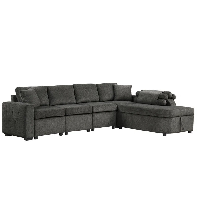 109.8"L-Shaped Couch Sectional Sofa With Storage Chaise,Cup Holder And USB Ports For Living Room