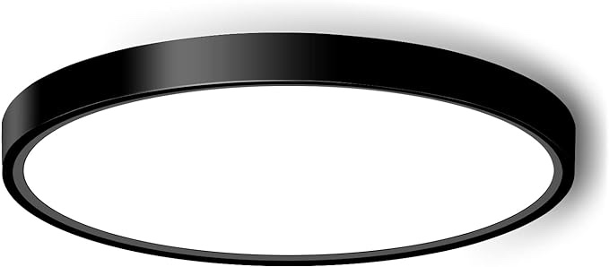 LED Flush Mount Ceiling Light Fixture, 9inch Modern Black Light, 18W 5000K, Low Profile Slim Flat Surface Lights for Bedroom Kitchen Hallway Laundry Stairwell Basement Closet