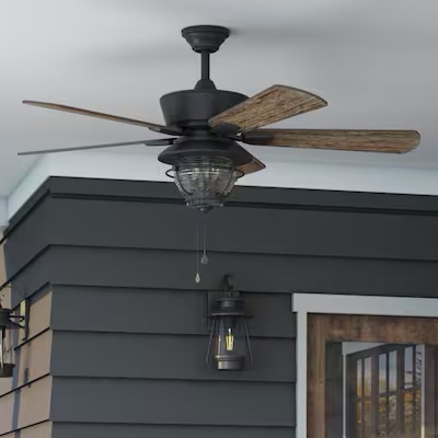 Harbor Breeze Merrimack II 52-in Bronze with Driftwood/Auburn Blades LED Indoor/Outdoor 