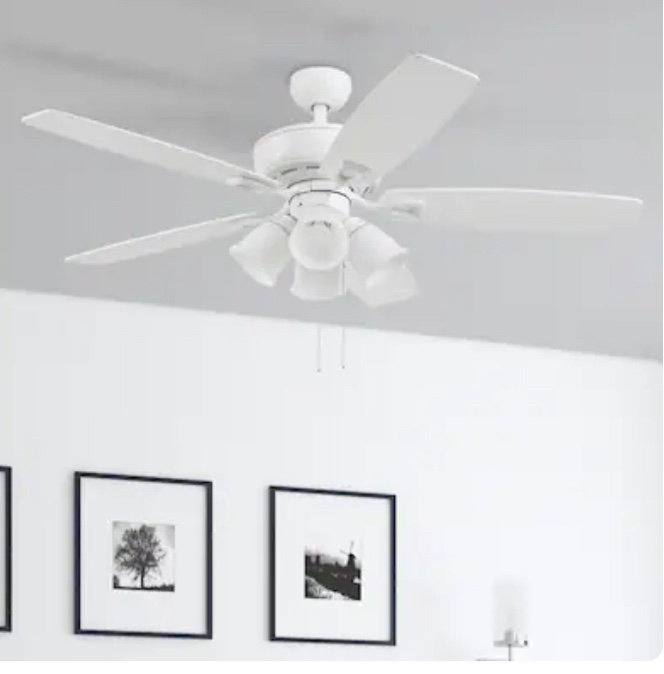 Harbor Breeze Notus 52-in White with White/Driftwood Blades LED Indoor Ceiling
