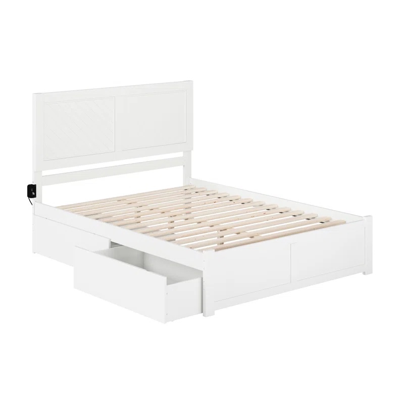 (incomplete)Bhawana Cabin Cottage Solid Wood Herringbone Slanted Storage Platform Bed