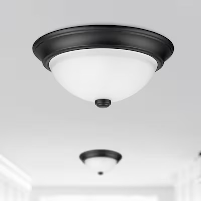 Project Source 2-Light 13-in Matte Black Flush Mount Light (2-Pack)